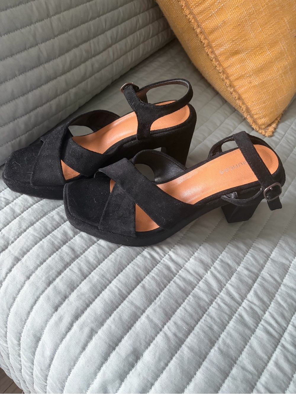 Maurices Black Suede Block Heel Sandals
